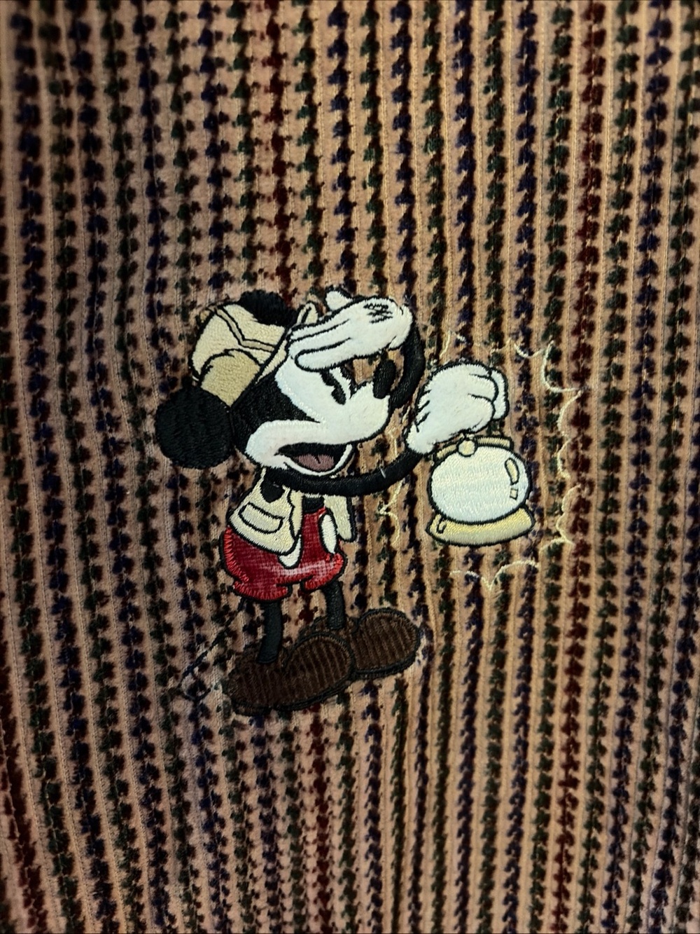 Vintage 90s Disney Store Mickey Outdoors Corduroy Shirt unisex M Plaid Pluto - Picture 5 of 7